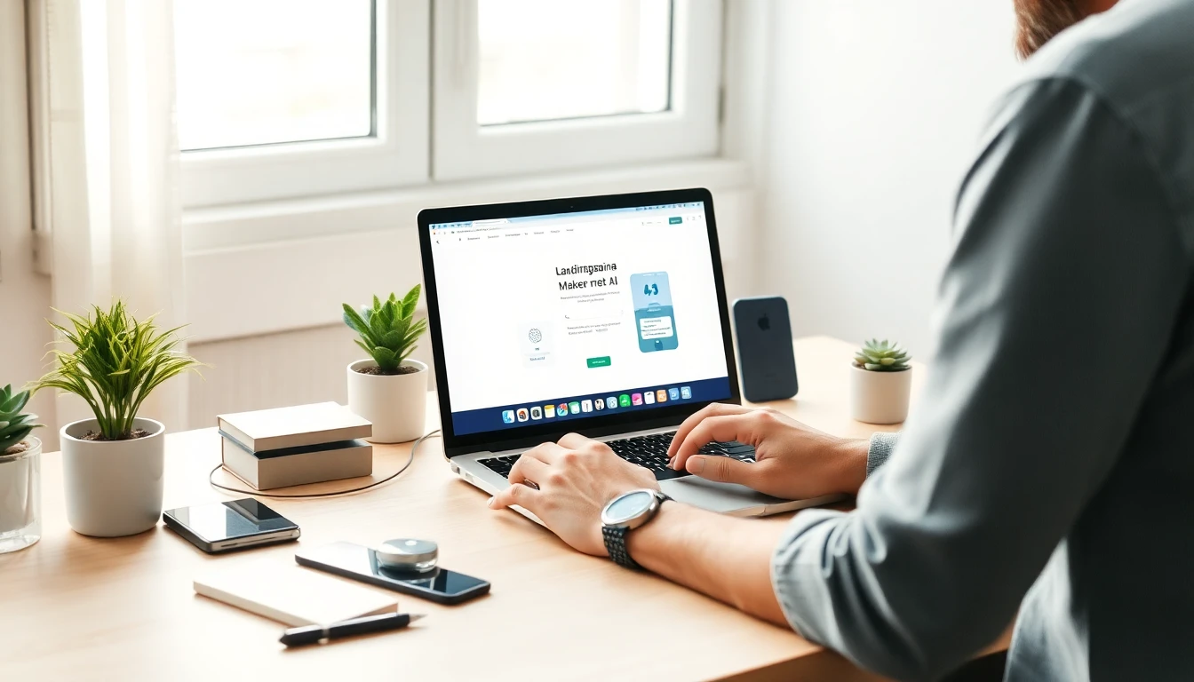 Scherm met een AI-gegenereerde landingspagina in Framer, met kop, knop en formulier